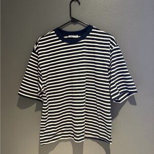 Zara Navy and White Striped Tee